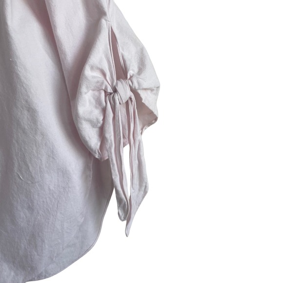 Club Monaco Women Blouse S Pink Off Shoulder Tie Sleeve Parisian Cottage Chic - Picture 5 of 8